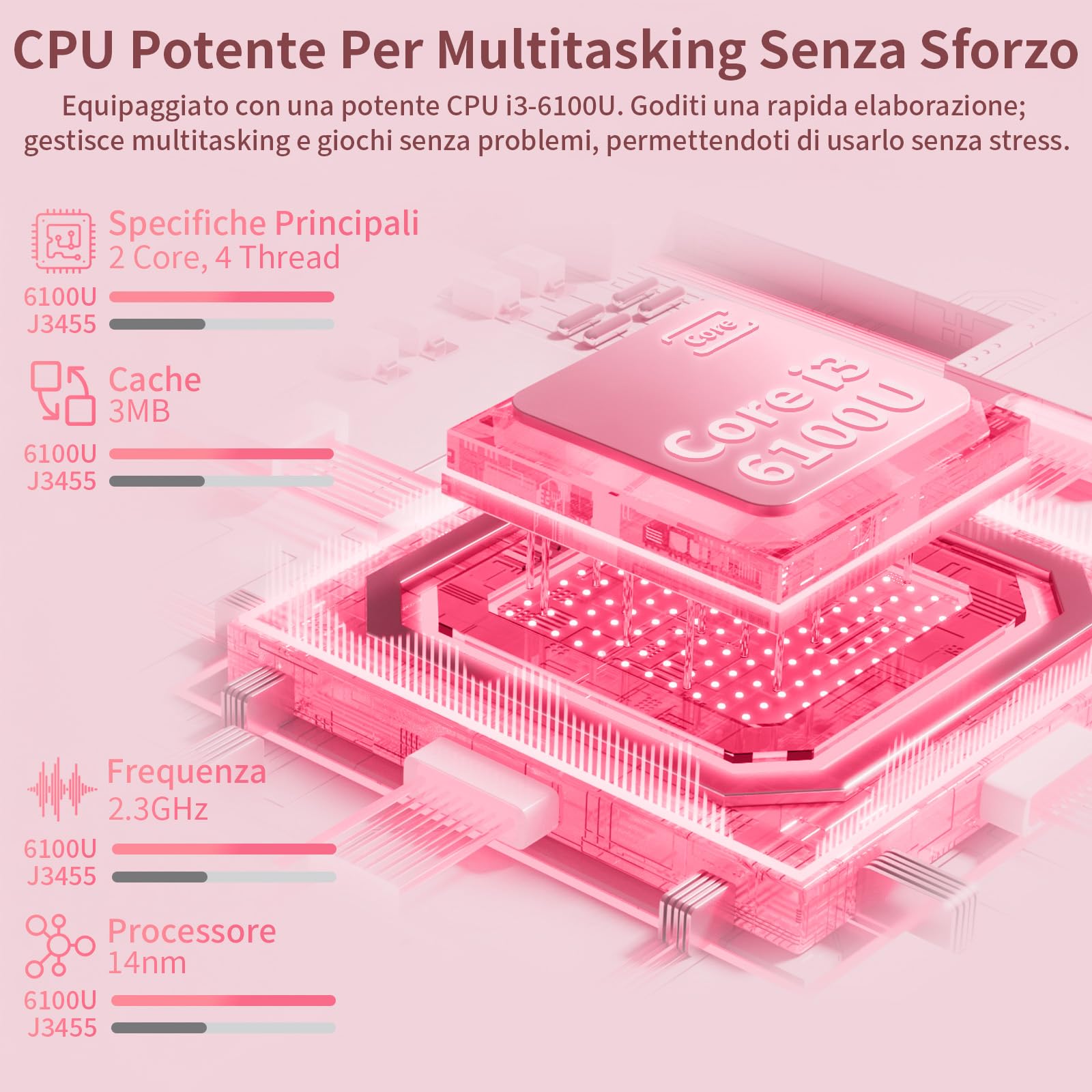 2026 PC Portatile 15,6 Pollici laptop, Notebook Win11 pro,Core i3-6100U Processor, 16GB RAM 256GB SSD, Tastiera Retroilluminata Ultrabook, Impronte Digitale, WiFi, BT5.0 (Oro rosa)