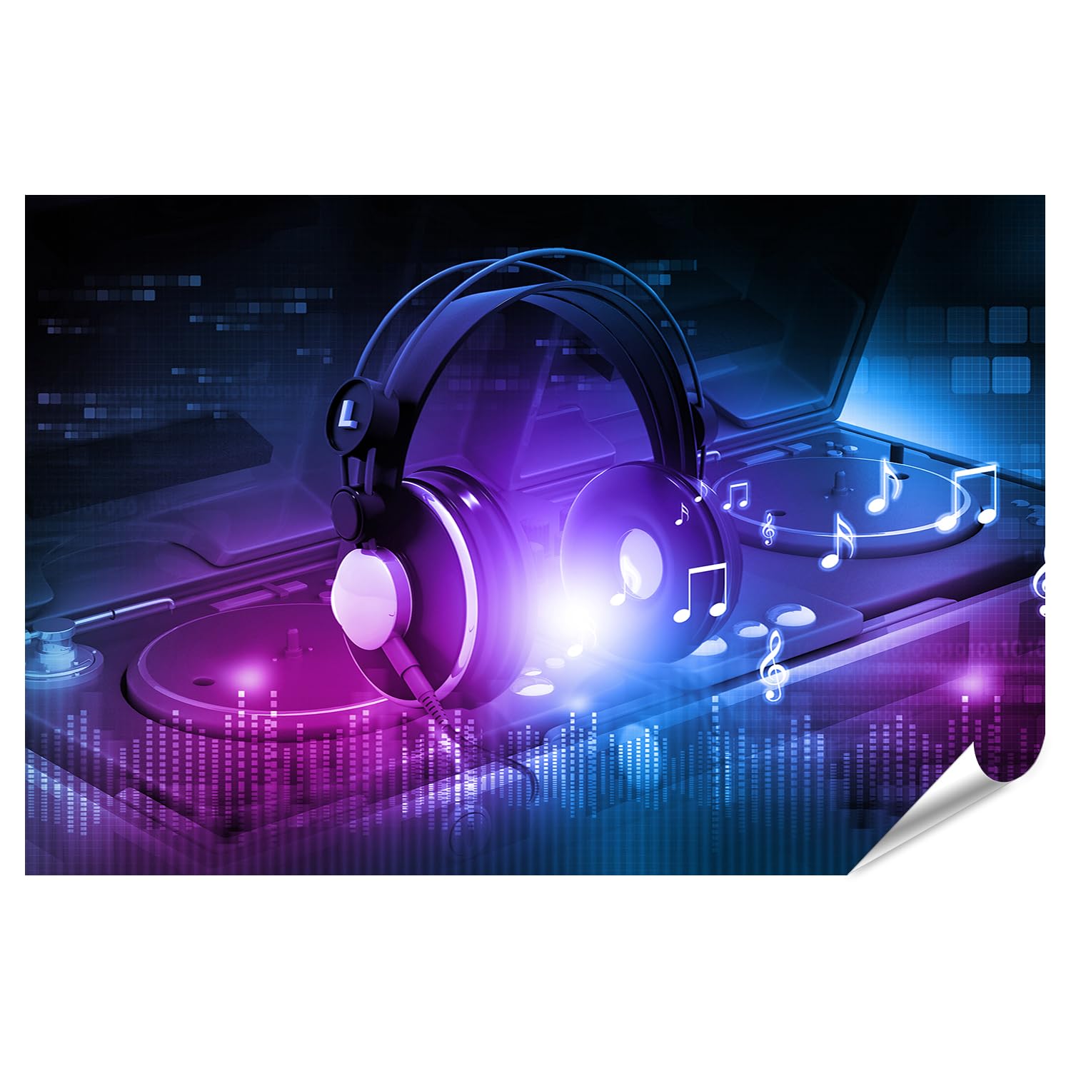 islandburner Prime XXL - Poster musicale per cuffie e DJ con note e caratteri di alta qualità