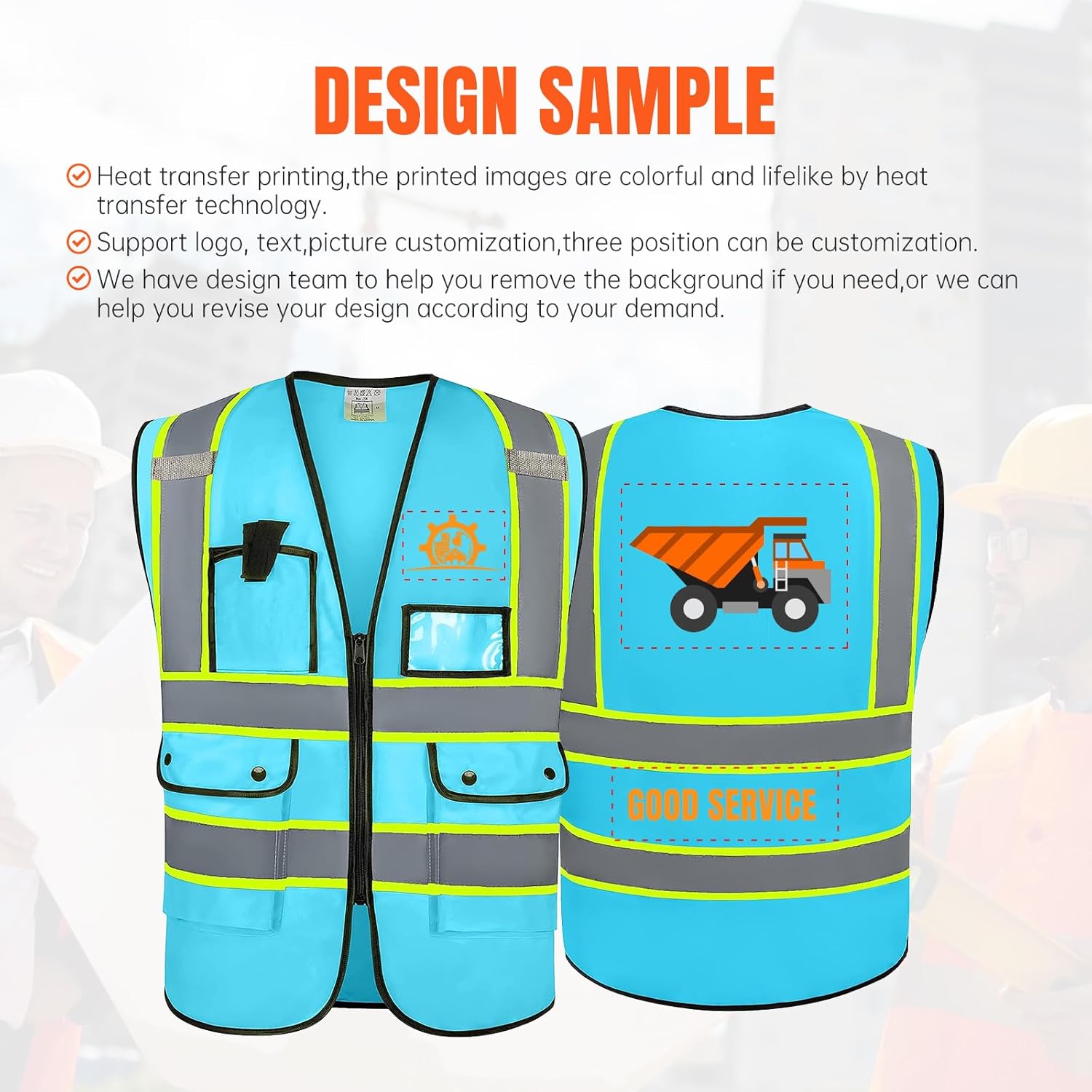 Reflective Vest Safety Vest Class 2 ANSI Standard with Pockets Zipper High Visibility Construction Uniform