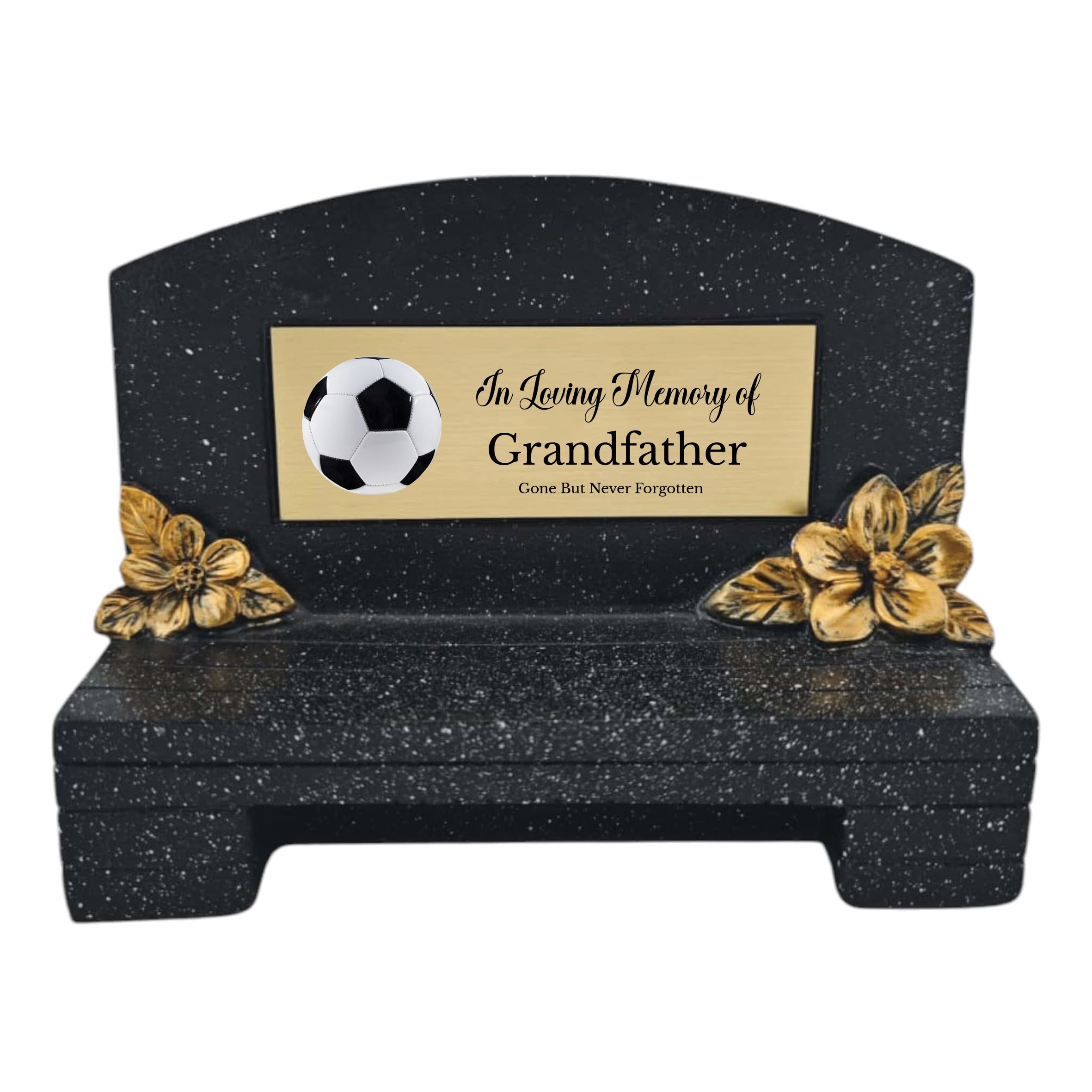 1stclassgifts In Loving Memory Of Memorial Bench With Plaque Grave Marker With Football Design Mum Dad & Lots More Black/Gold (UV PRINTED) (Grandfather)
