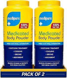 Medipure Medicated Body Powder 200g - 100% Talc Free | Cooling & Soothing Prickly Heat Powder for Itchy Skin & Anti Chafing