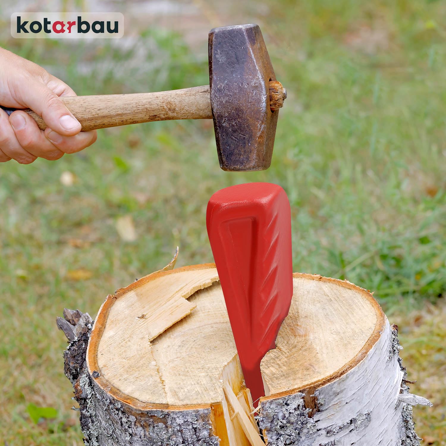 KOTARBAU® Geschmiedeter Spaltkeil aus Stahl 214 mm 2,2 kg Keil Holzspaltkeil Spaltgranate Holzspalter Fällkeil Scheitkeil Nachsetzkeil SchwarzTreibkeil zum Spalten von Holz