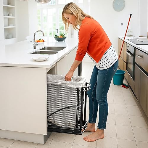 Miniatura 2 de ANASTA Cubo de basura extraíble debajo del gabinete, kit de basura deslizante para cocina con cubo de basura extraíble de 7 galones28 litros, kit de