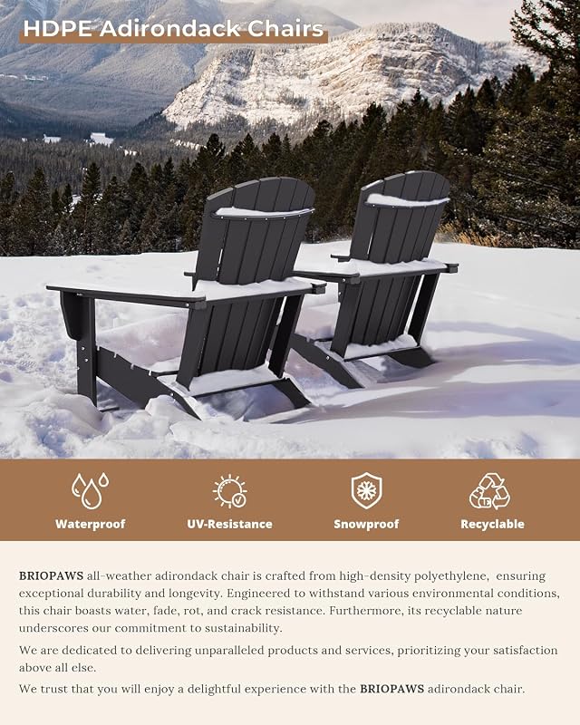BRIOPAWS Oversized-Adirondack-Chairs Set of 2 | HDPE | All Weather | Black image 4