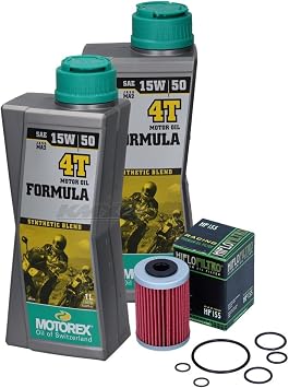 Oil Change Set - Fits KTM Duke RC 390 Models from 2013 Adventure 390 Models from 2020 - with Motorex Formula 4T 15W50 - Oil Filter Maintenance Kit