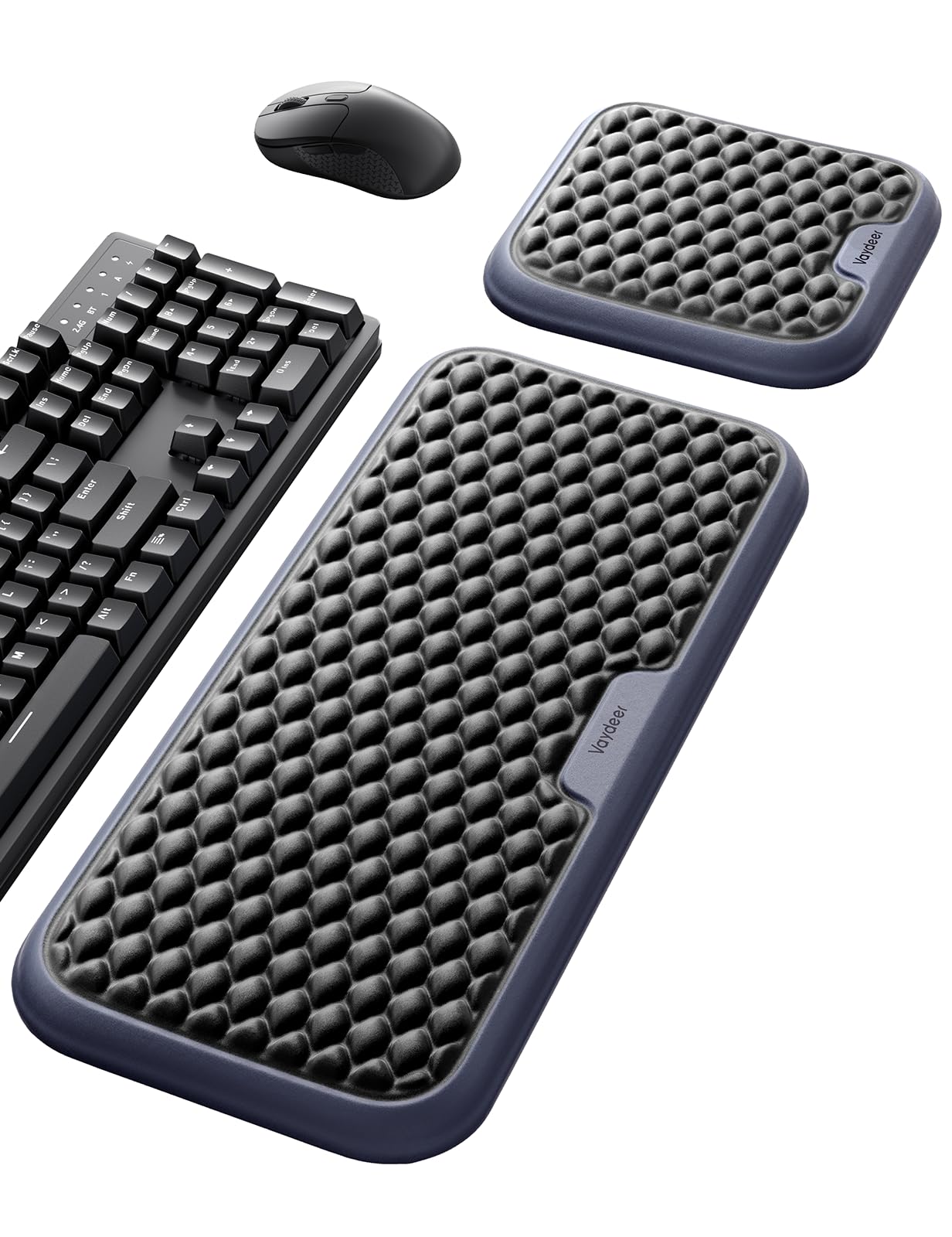 VAYDEER Extra Wide Keyboard Wrist Rest with Mouse Pad Set, Memory Foam Ergonomic Wrist Support, Full Arm Support for Typing Gaming Office, Non-Slip Breathable, Black