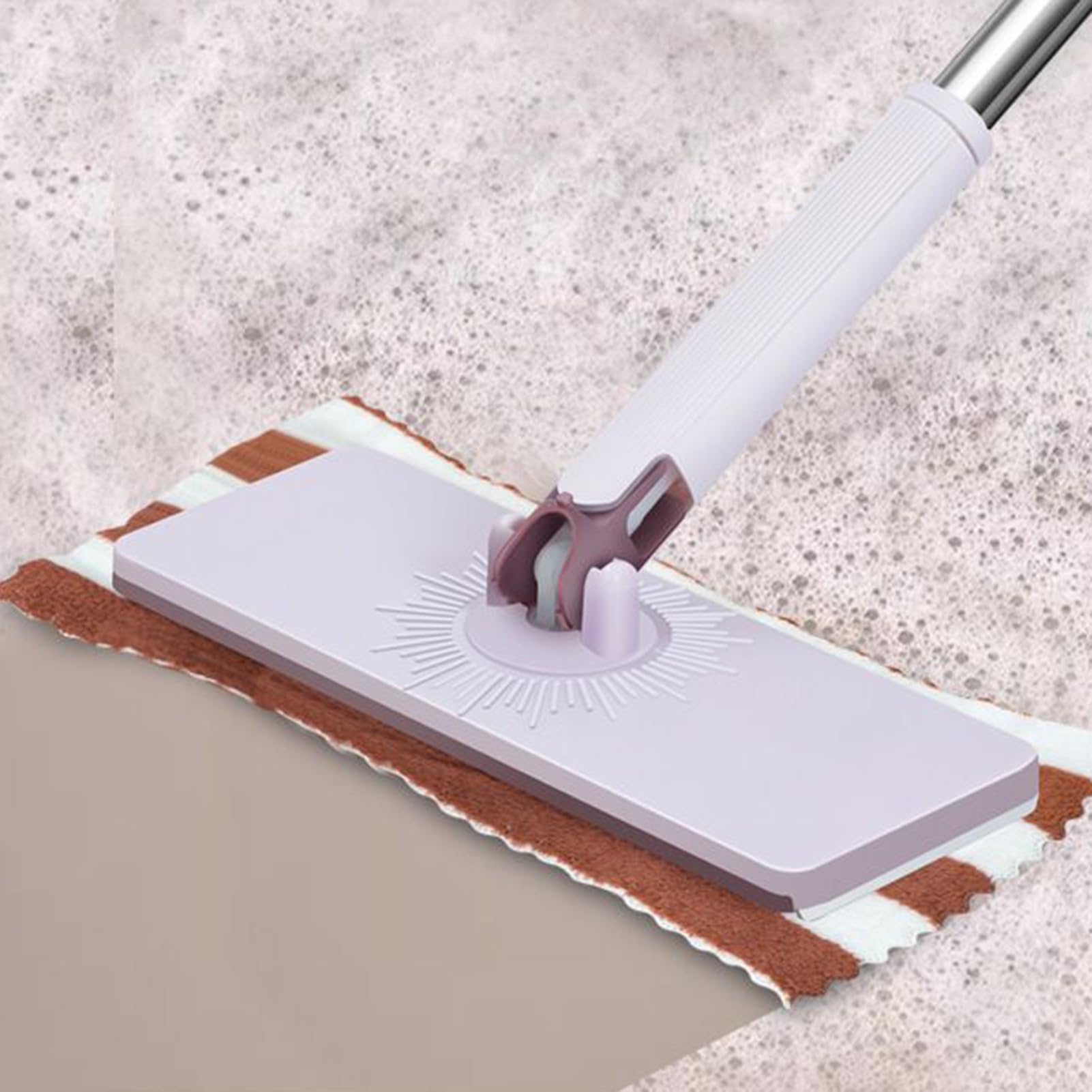 Fregona Reutilizable,Mango Largo con Pinza Automática,Mopa Plana con Almohadillas Lavables | para Cocina Baño Dormitorio Sala De Estar Suelo De Madera Laminado Ventana Techo
