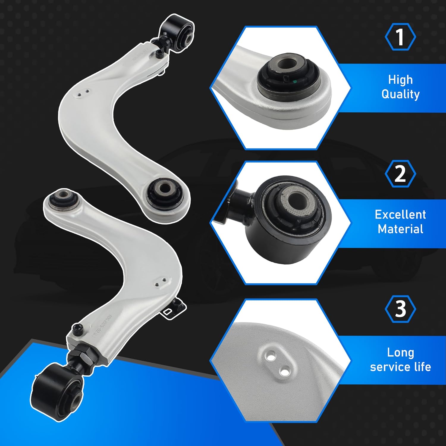 BP67476 2x Aluminium Alignment Rear Camber Kit Adjustable Camber Arms Compatible With 2016-2022 Honda Civic Accord CR-V Rear Forged Pair Left Right Adjustment Kit Silver Replaces 67476