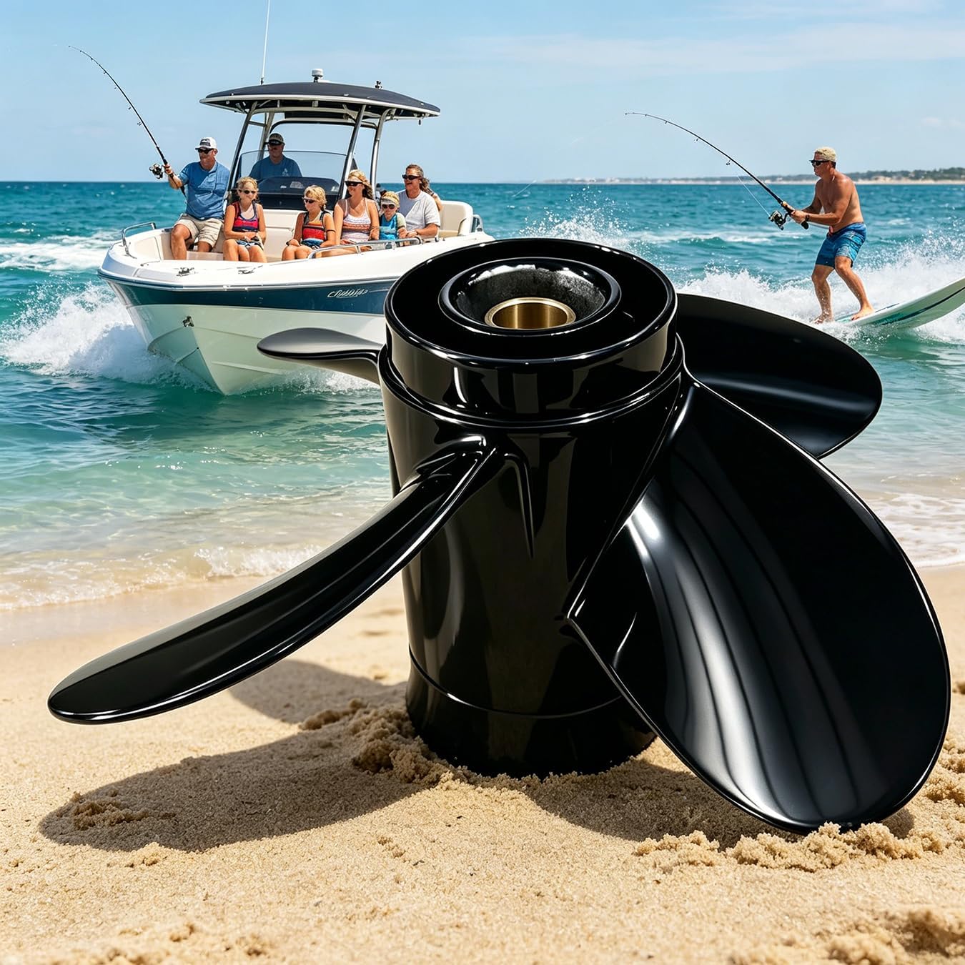 Outboard Propeller 13 Splines Tooth 9 1/4"x9" 10" 11" Pitch Fit for BRP Johnson Evinrude OMC Stern Drive 8 9.5 9.9 15 HP Outboard Engines, 4-Blade 9.25x 9p 10p 11p Aluminum Boat Props