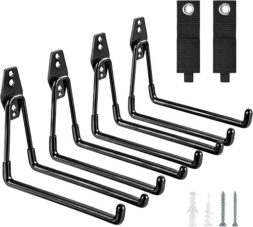 Eptcp Heavy Duty Garage Hooks 4-Pack, 7.5 Inch Large Wall Mount Hooks for Ladder, Bike & Tools, 55lb Capacity Eptcp Heavy Duty Garage Hooks 4-Pack, 7.5 Inch Large Wall Mount Hooks for Ladder, Bike & Tools, 55lb Capacity