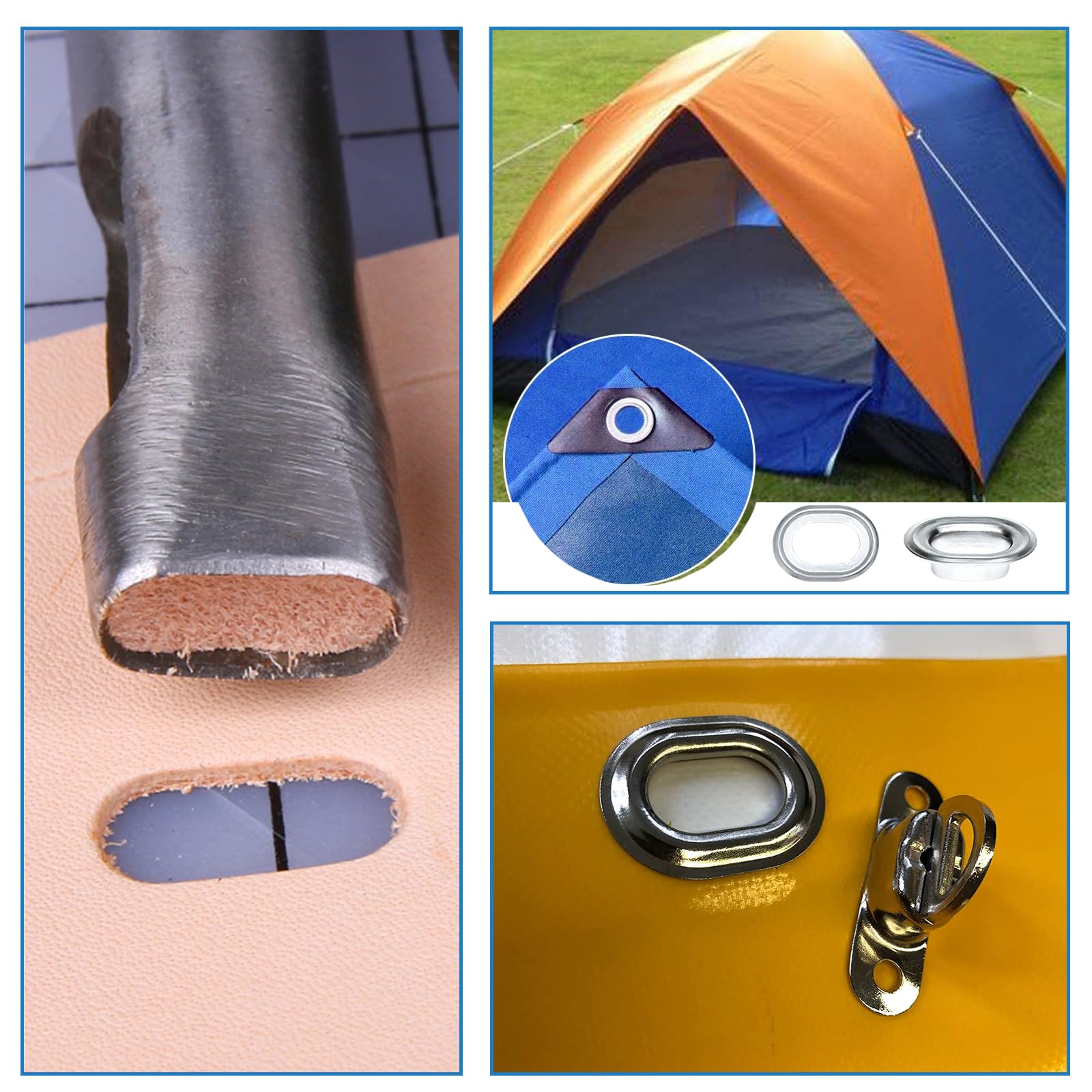 Grommets Eyelets Outils, Oeillets pour Baches, Trousse à Oeillets, œillets Ovales Twist Verrouiller en Laiton, Trousse à œillets Outils pour Bâche, Chaussures, Vêtements, Tentes