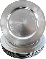 Vista 1 de WELMATCH Platos de carga de plata metálica, 12 unidades, 13 pulgadas, redondos, de plástico, para boda, fiesta, Decroation (plata metálica, 12)