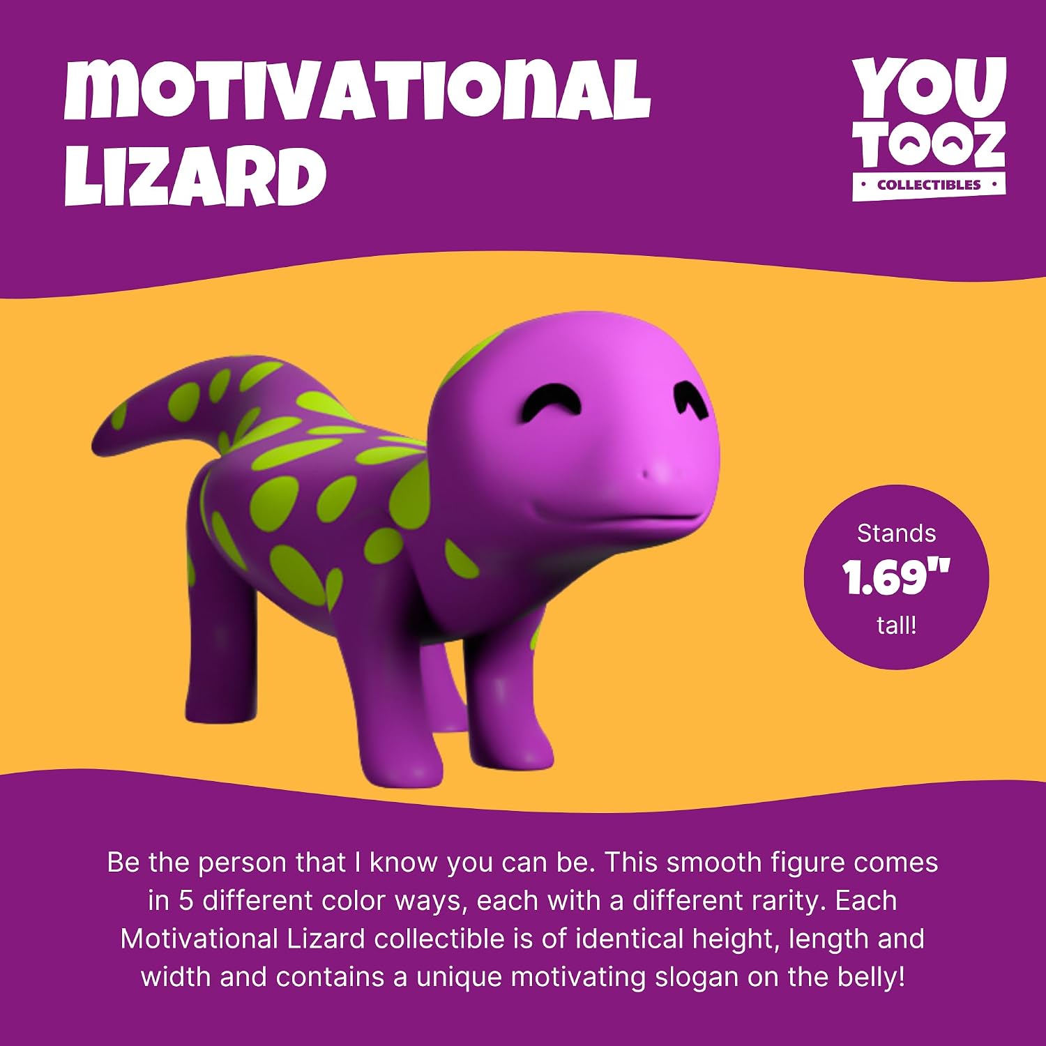 Youtooz Motivational Lizard Vinyl Figure, 5.8" Motivational Lizard with Slogan on Belly by Vance Latta - Youtooz Meme Collection