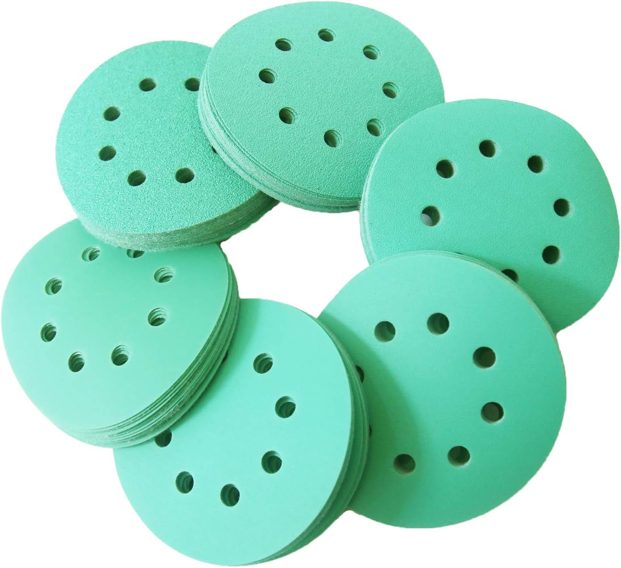 COSPOF 5 Inch 125mm 8 Holes Hook and Loop Sanding Discs,120 Pcs 60/80/120/180/220/320 Coarse Grits Assortment