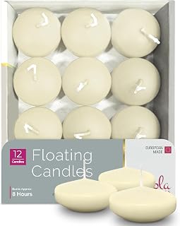 Hyoola Premium Ivory Floating Candles 3 Inch - 8 Hour - 12 Pack - European Made