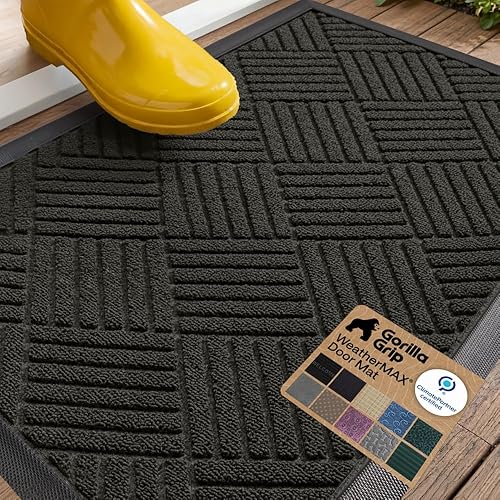 GORILLA GRIP 100% Waterproof All-Season WeatherMAX Doormat US Designed Natural