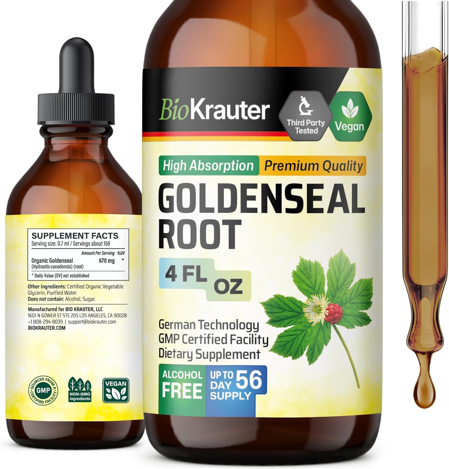 BIO KRAUTER Goldenseal Root Supplement Drops Organic