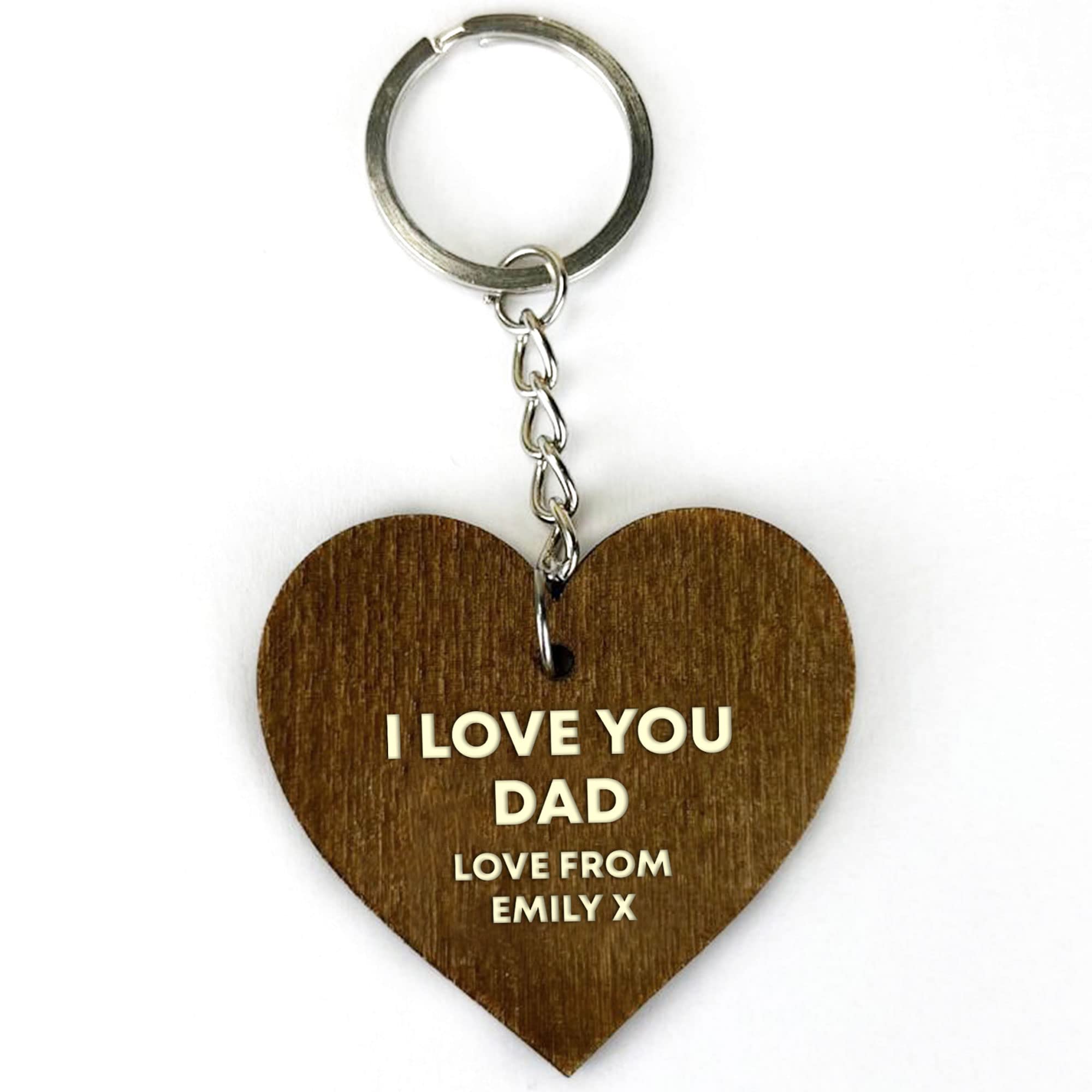 RED OCEAN Dad Gift From Daughter Personalised Engraved Wooden Keyring Fathers Day Birthday Gift For Dad
