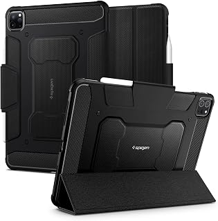 Spigen Rugged Armor Pro Designed for iPad Pro 12.9 inch Case M2 6th Generation (2022) / 5th Generation (2021) with Pencil Holder - Black
