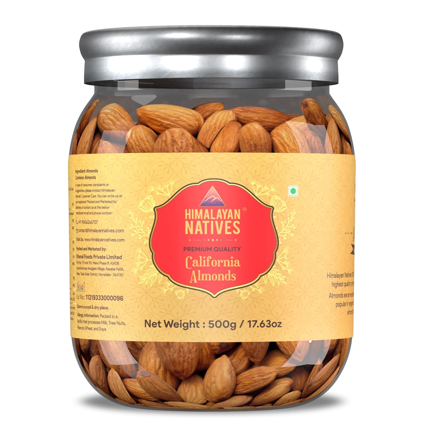 Himalayan Natives 100 Natural Premium California Almonds 500g Premium