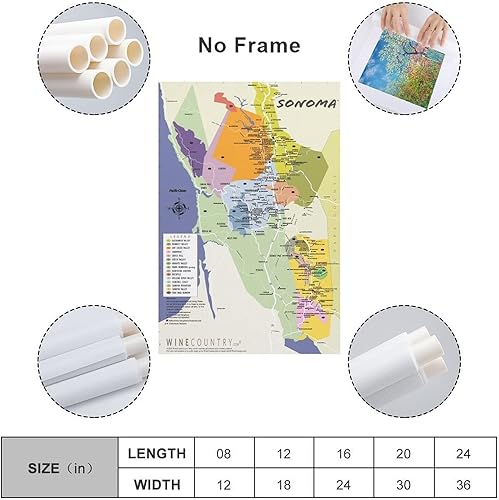 Miniatura 2 de Sonoma County Winery Map - Pósteres de mapa de vino, pósteres de arte en lienzo e imágenes de arte de pared, impresiones modernas para decoración