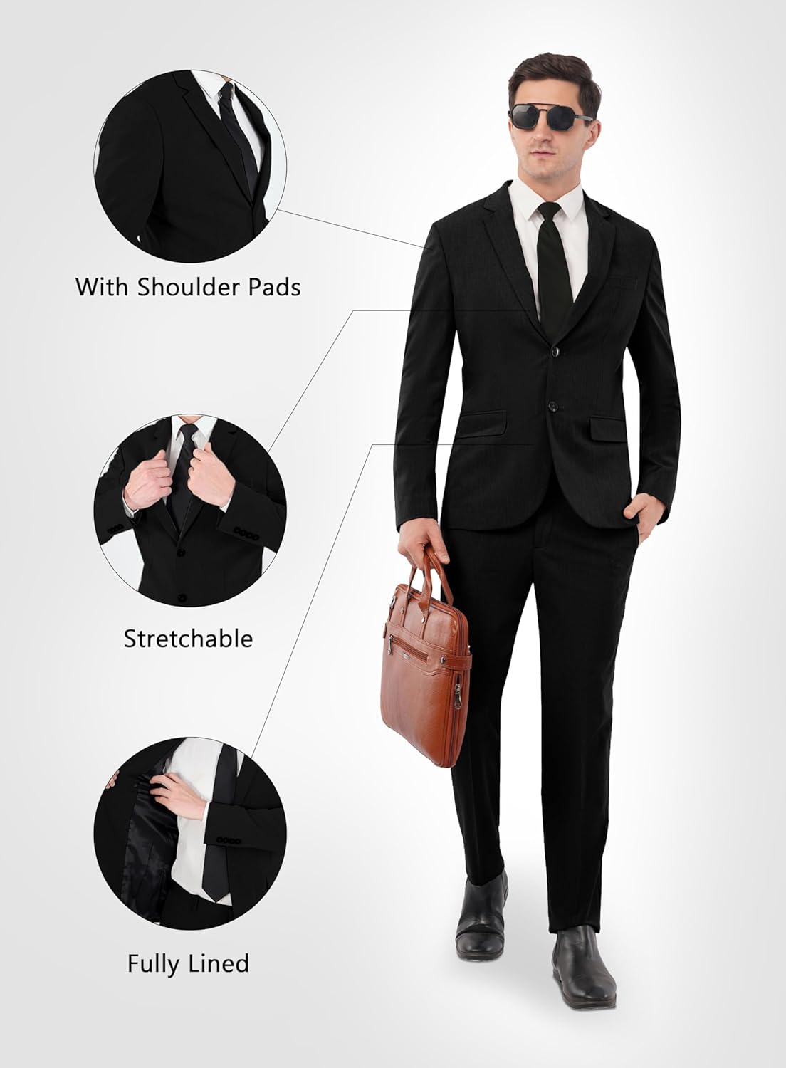SaintX Men’s Ultra-Slim Fit Formal Blazer | 4-Way Stretch Performance Jacket | Fully Lined | Flexible Fit, Premium Look | Modern Essential for Office, Party & Special Occasions