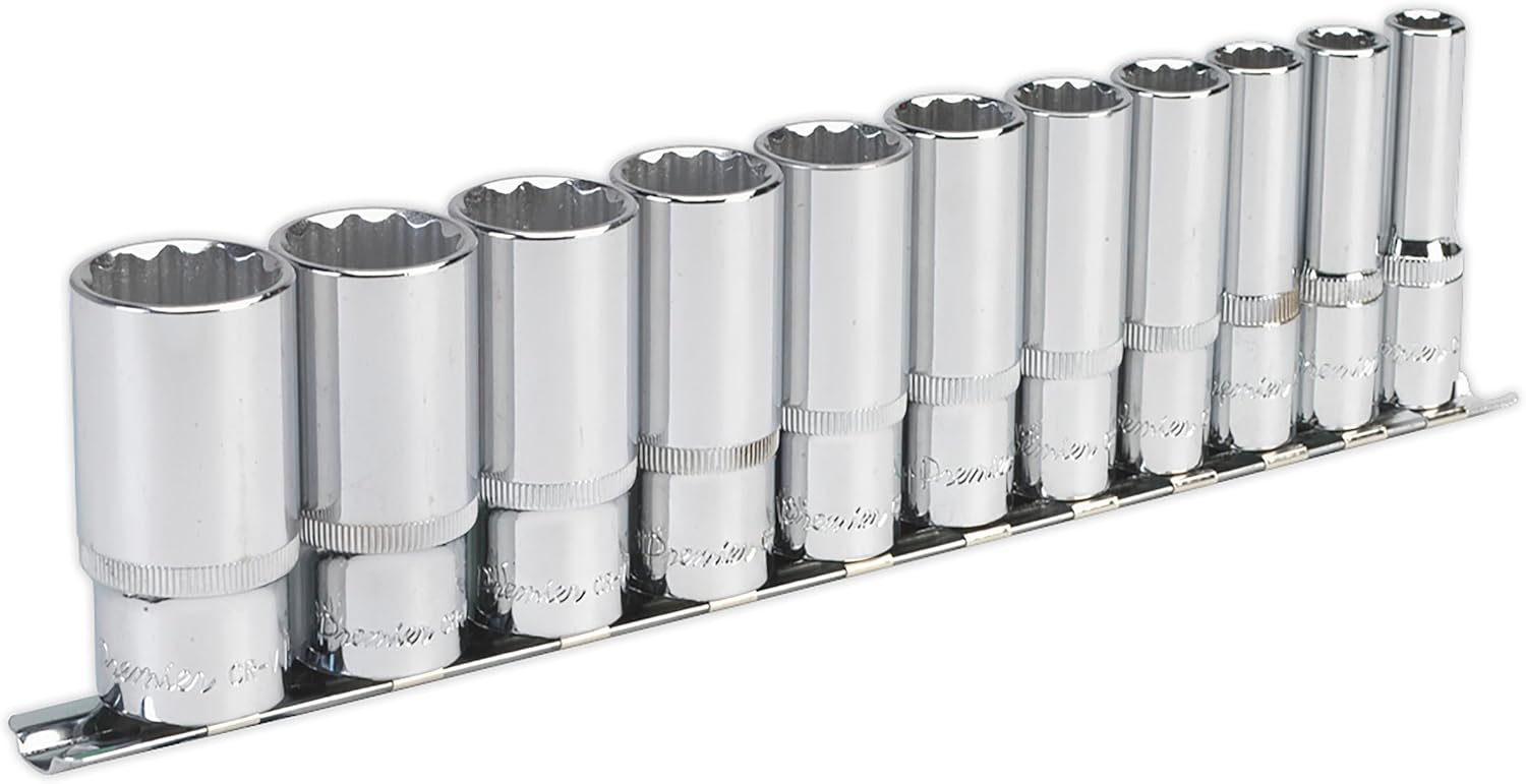 Sealey Ak2673 Socket Set 11Pc 3/8Sq Drive 12Pt Deep Walldrive Imperial