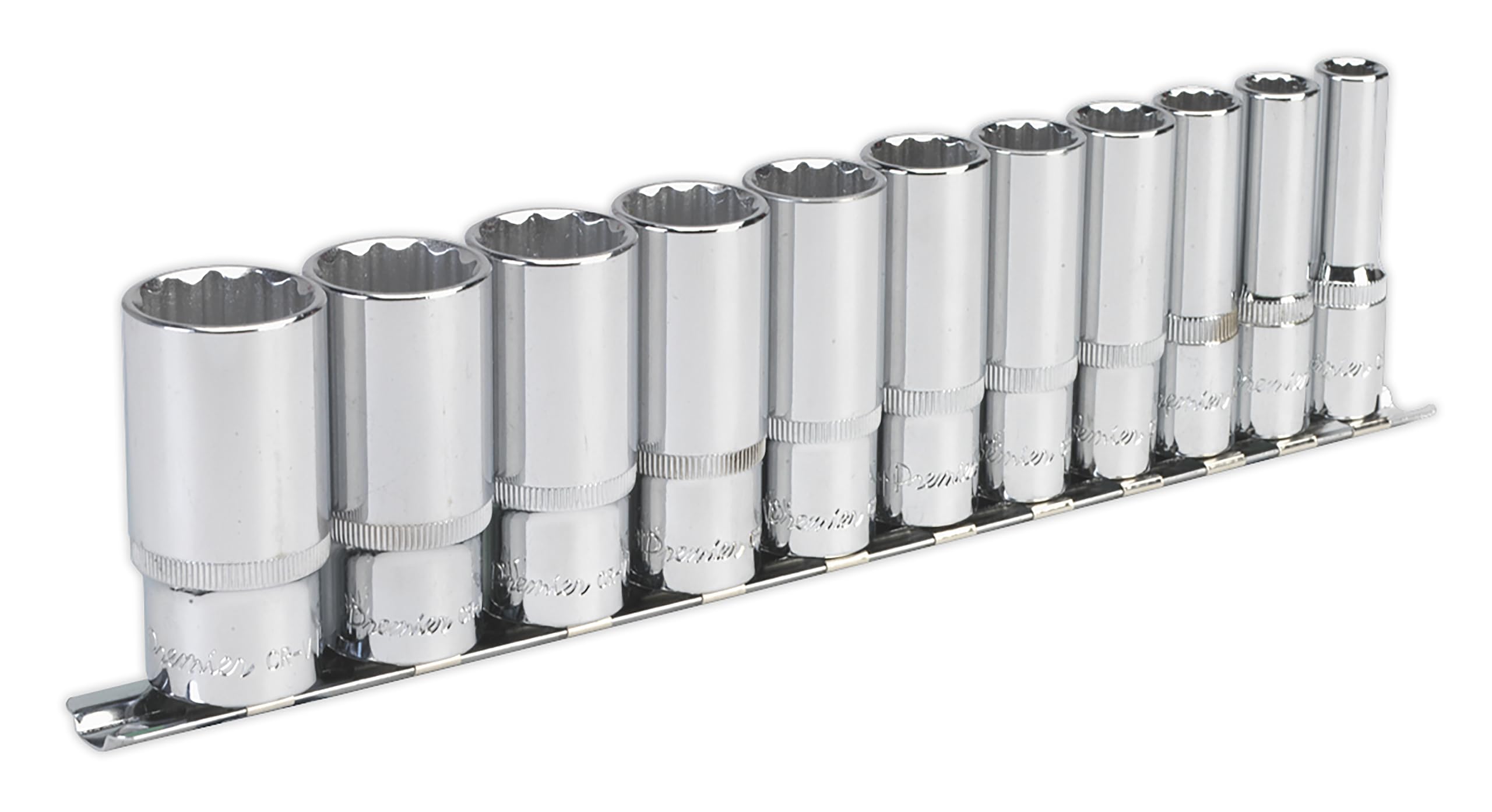 Sealey AK2673 Premier Imperial Deep Socket Set 3/8""Sq Drive 12-point 11pc