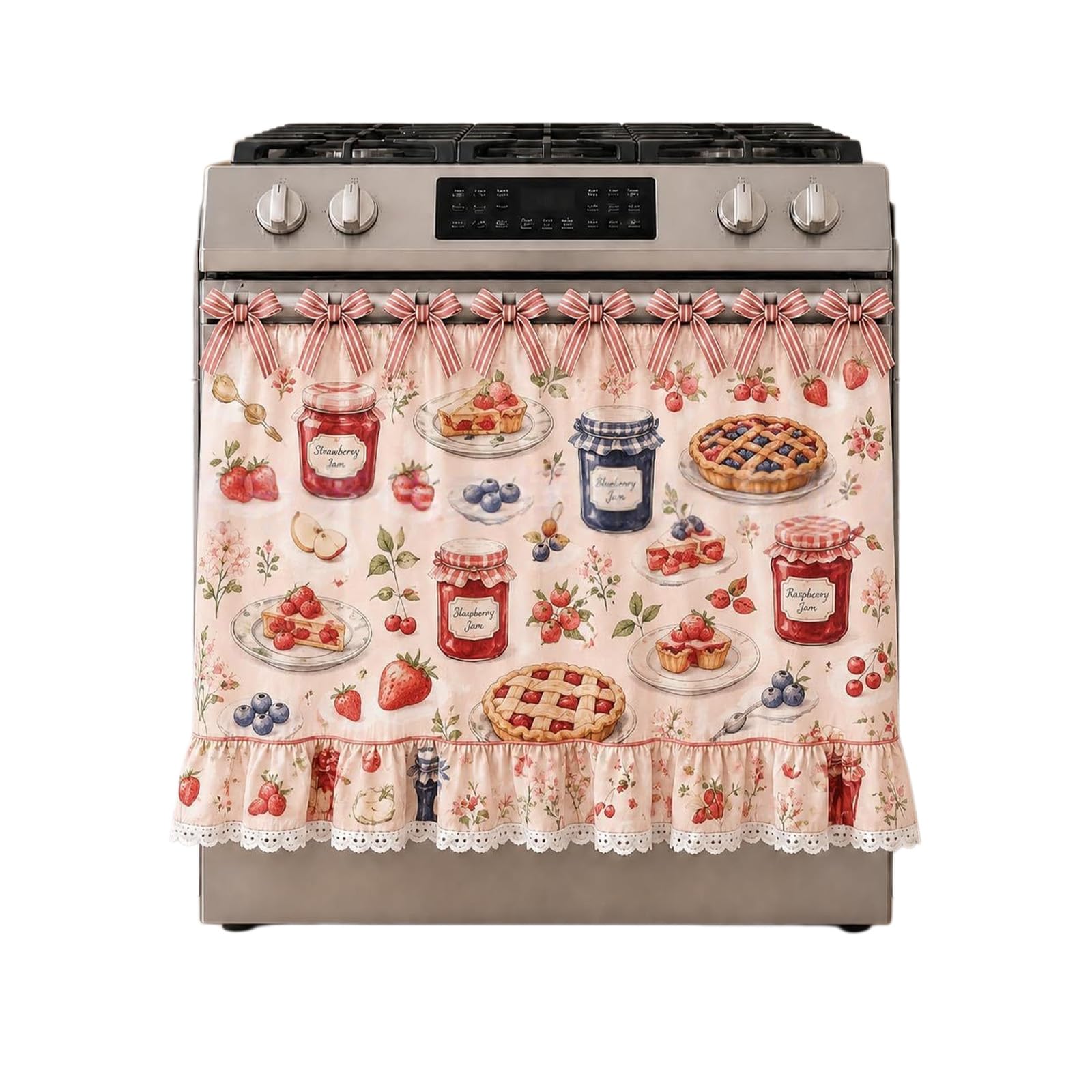 APGLSXY Functional Oven Door Cover Stove Skirt Curtain with Storage Pocket Adjustable Ribbon for Easy Installation on Appliances Dishwasher Curtain