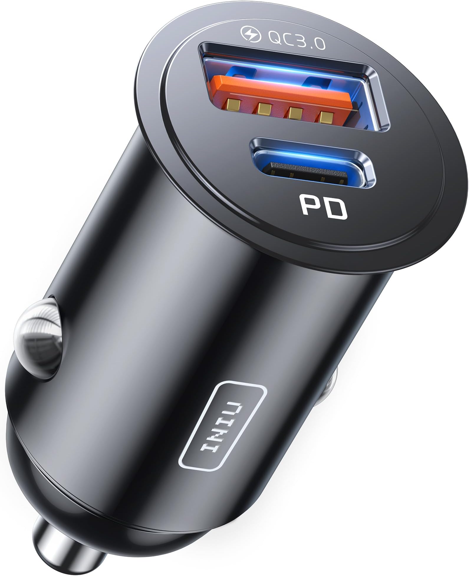 INIU Car Charger, Cigarette Lighter USB Charger Total 60W [USB C 30W+USB A 30W] 12V USB Socket, PD3.0 Fast Charge Car Phone Charger Metal Adapter for iPhone 17 16 15 14 13 Pro Max iPad Samsung Google