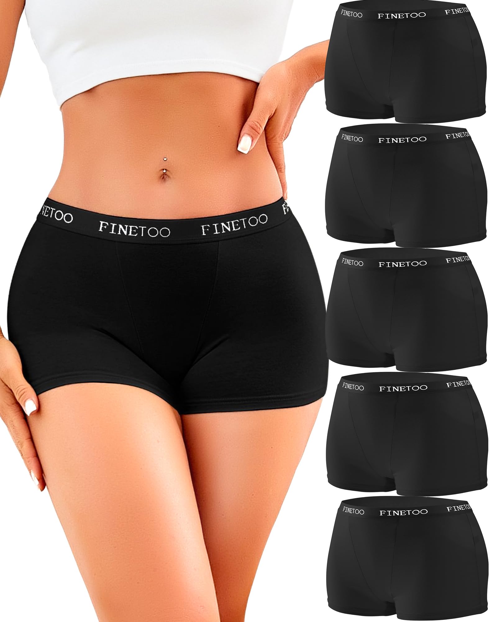 FINETOO Boxershorts Damen Baumwolle Unterhosen Damen Bequeme Baumwoll Unterwäsche Atmungsaktive Unterwäsche Frauen Hipster Pantys Weich Slip Women Mehrpack 5er Pack