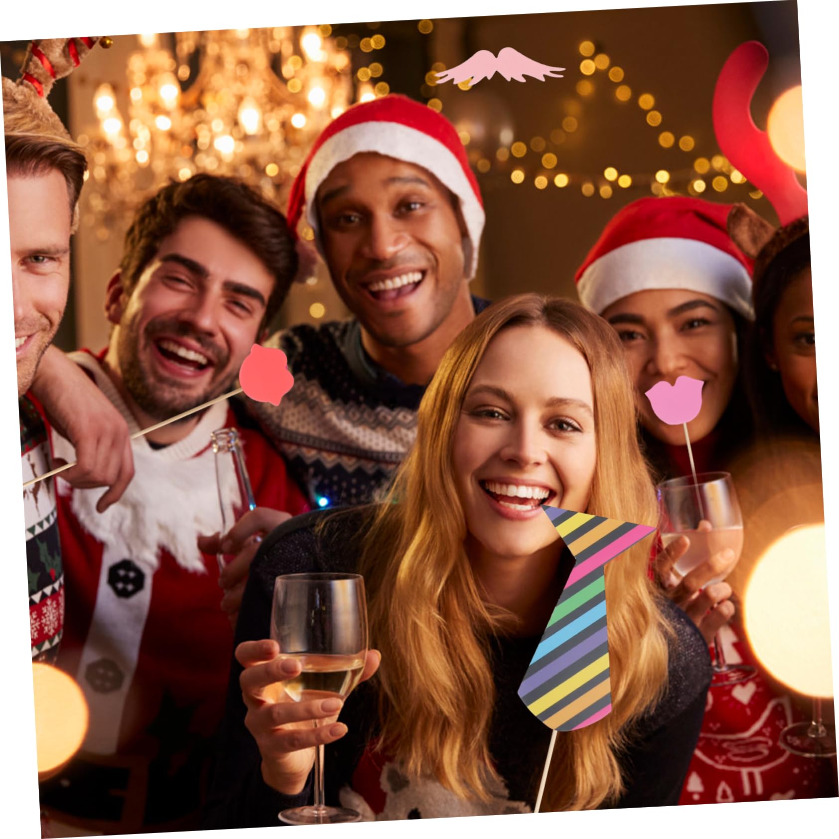Cabilock Lot de 60 Accessoires Photo pour Fêtes Moustaches et Chapeaux en Papier Cartonné et Bâtonnets en Bambou pour Photobooth Amusant Lors de Mariages ou Fêtes Plusieurs Styles