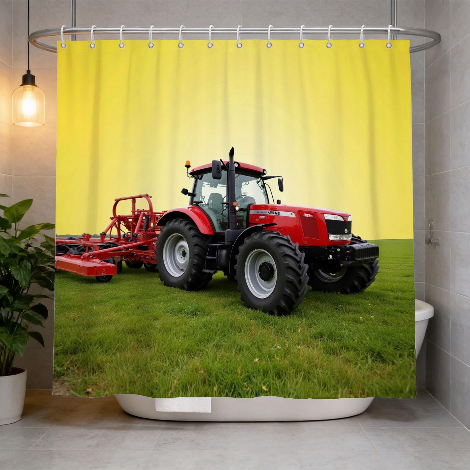 Hongduo 3D Farm Tractor Shower Curtain for Stalls Bathtubs Rustic Bathroom Decor Shower Curtain Set Polyester Fabric Waterproof 180x180cm/71X71 Inch with Hooks