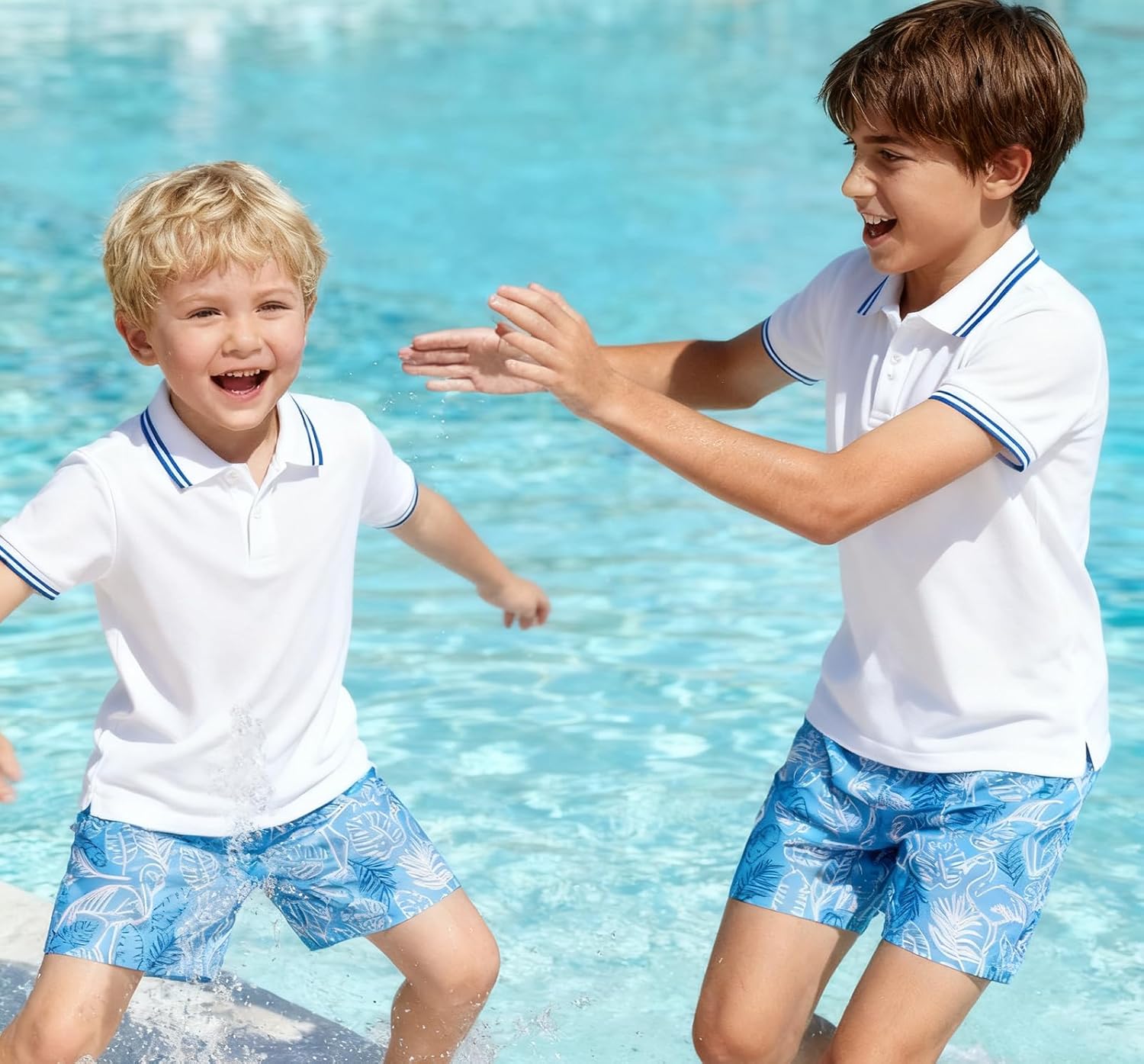 westwolf Boys Swim Trunks with Compression Liner Toddler Boys Swim Shorts Boxer Brief Board Shorts Swimming Set 5-18T - Image 2