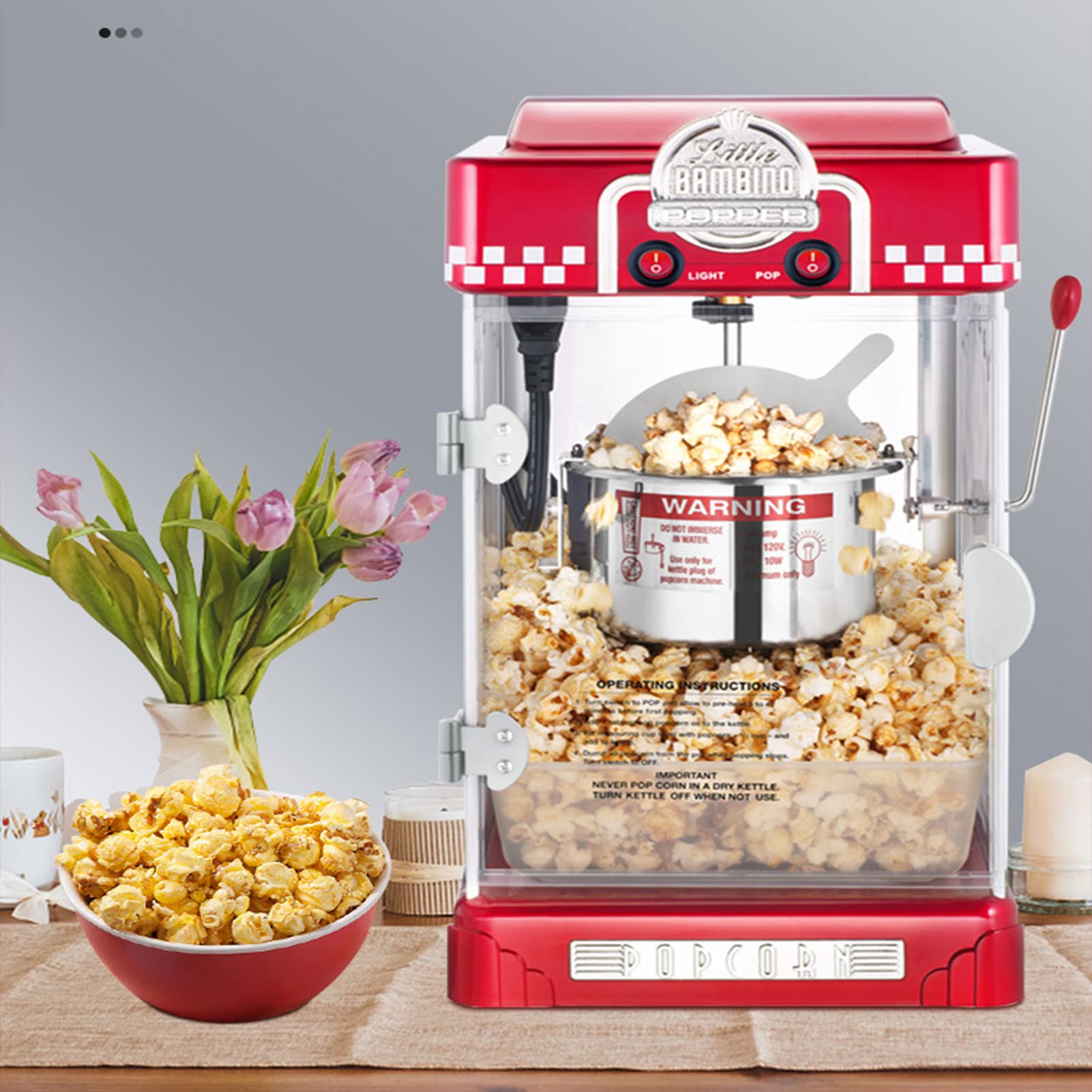 Macchina per Popcorn, Macchina per Popcorn Domestica - Macchina per Popcorn da 300 W - Sana e Senza Grassi, Facile da Pulire I Migliori Popcorn per Popcorn per Serate al Cinema e F