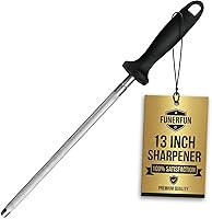 FANERFUN 13-Inch Magnetized Carbon Steel Honing Rod - Professional Knife Sharpener Stick for Chef Knives, Rust-Resistant