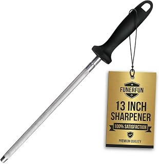 FANERFUN 13-Inch Magnetized Carbon Steel Honing Rod - Professional Knife Sharpener Stick for Chef Knives, Rust-Resistant
