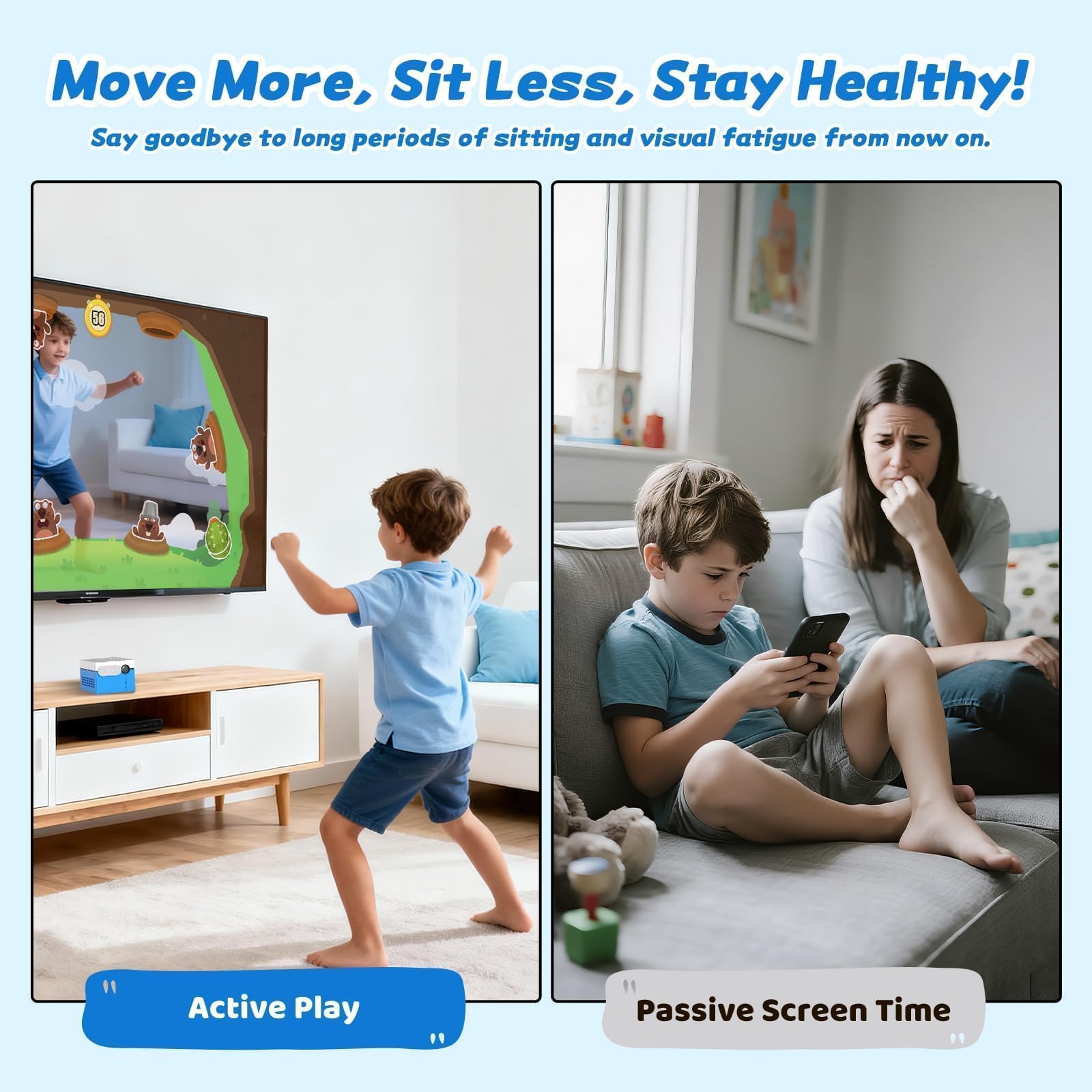 MotionX Consola de Juegos por Movimiento para Niños con Cámara HD, Consolas Videojuegos Interactivas 2 Jugadores, Más de 50 Juegos, Consola Infantil Portátil para Niños y Niñas a Partir de 3 Años