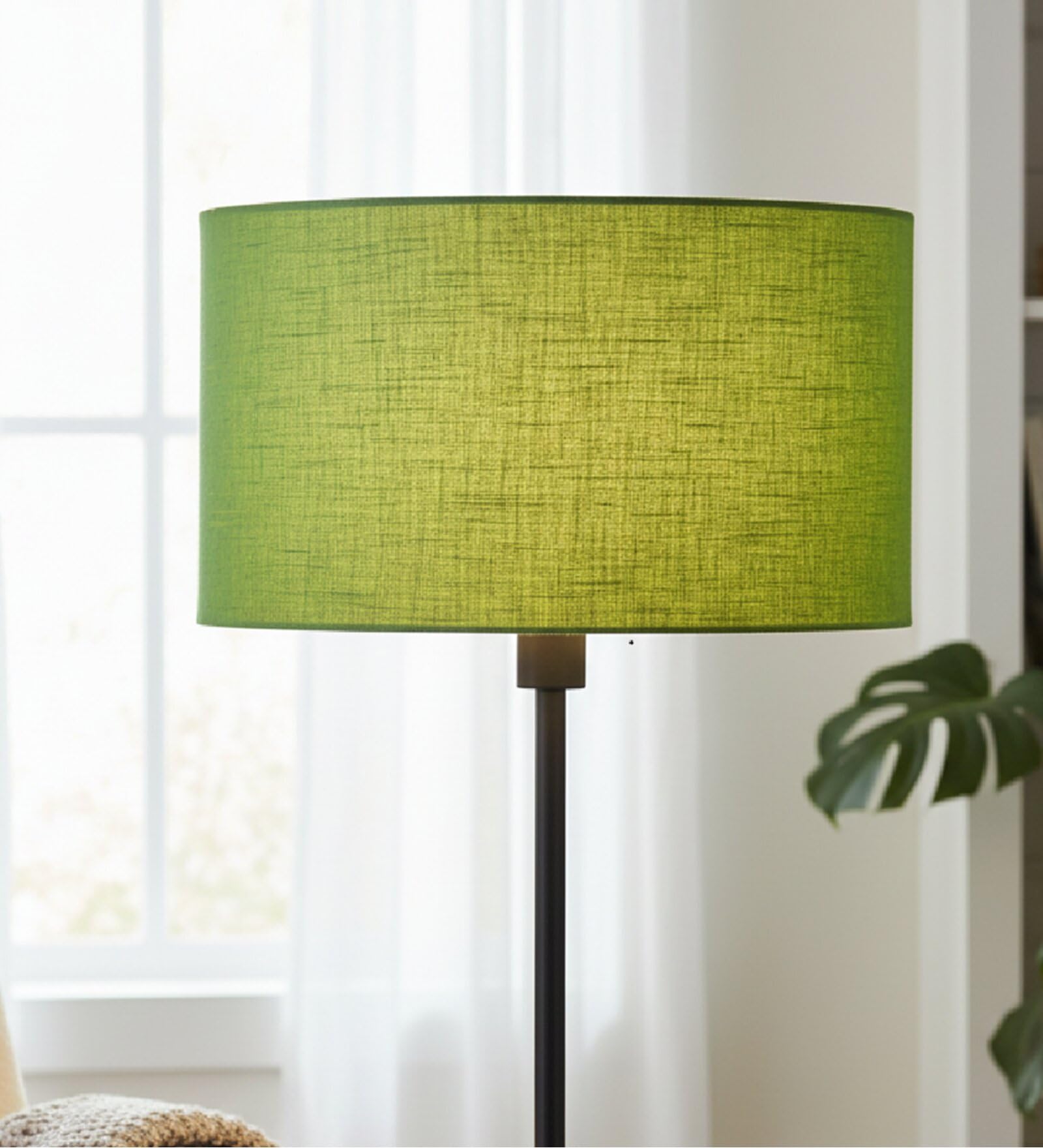 Green Texture Drum Fabric Lampshades - Drum Lamp Shade for Table Lamp, Bedside Lamp & Floor Lamp, Modern Linen Look Home Decor Shade (16-Inches)-image-21