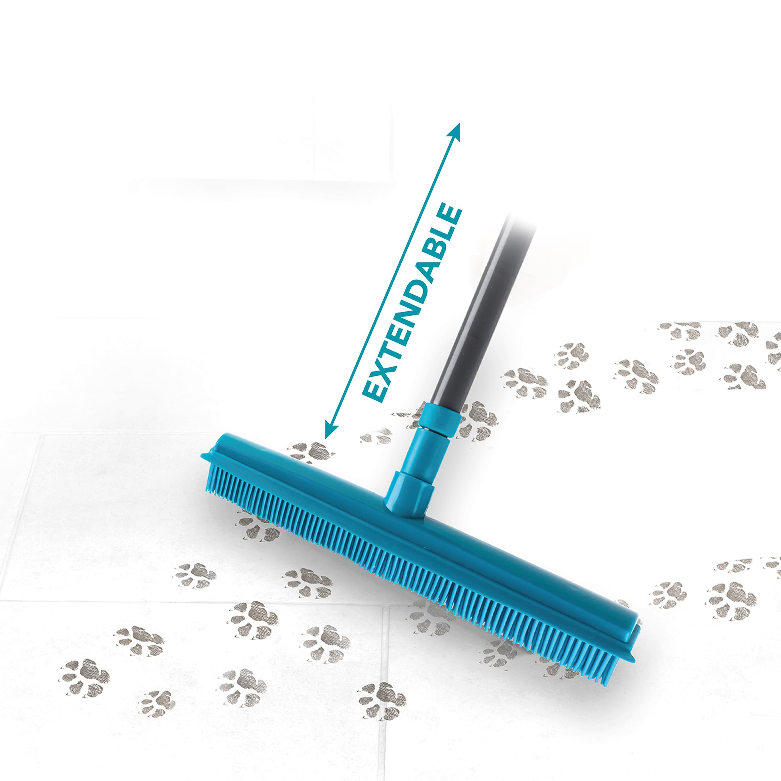 Beldray LA024350TQ Escoba Con Cerdas De Goma, 2 en 1, De La Gama Pet Plus+ Cepillo Con Borde De Escobilla, Para Suelos, Ventanas, Mascotas y Polvo, Para Espacios Interiores Y Exteriores, Turquesa/Gris