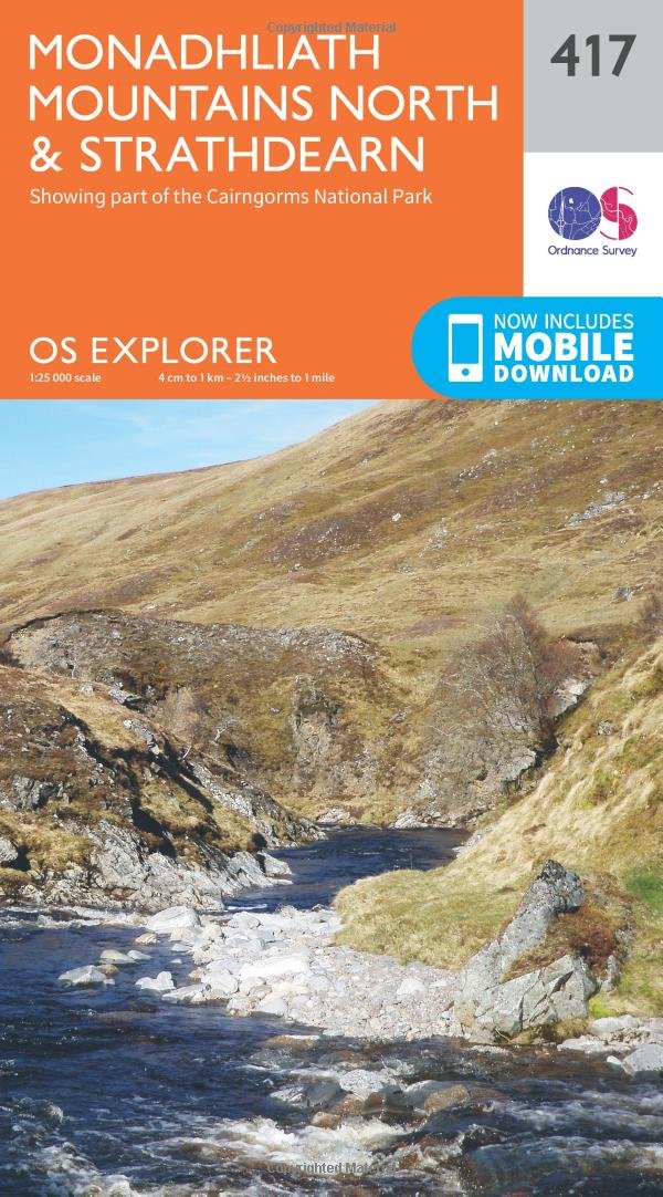 Monadhliath Mountains North & Strathdearn Map | Cairngorms National Park | Ordnance Survey | OS Explorer Map 417 | Scotland | Walks | Hiking | Maps | Adventure
