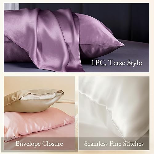 Vista 17 de LILYSILK Funda de almohada 100% de seda, 1 pieza de 0.984 in, funda de almohada pura para cabello y piel, sobre terse de doble cara, seda Charmeuse