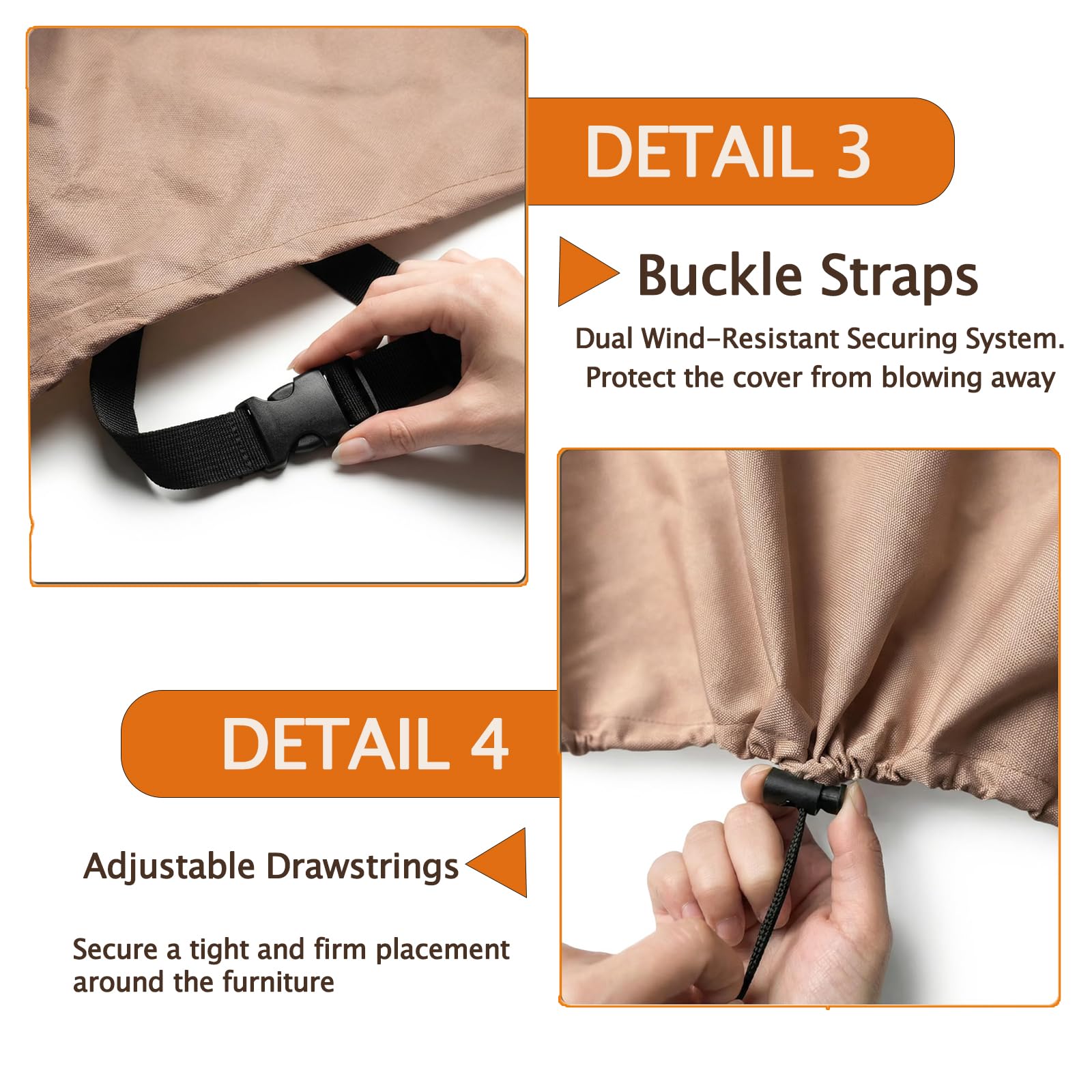 Funda Impermeable para Sofá de Exterior,Fundas Muebles Banco Sofa de Palets Asientos Jardin Exterior 2/3/4 Plazas,Tela Cubierta Sofa 210D Oxford Resistente al Viento y Polvo,Beige&Coffee,147x81x78cm