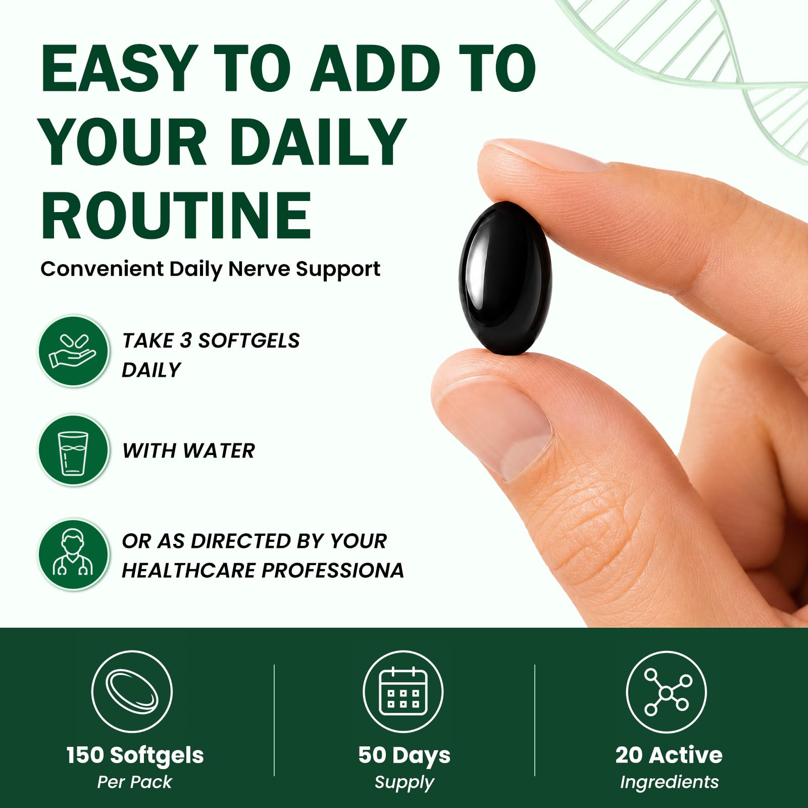 Neuropathy Support Supplement with R-Alpha Lipoic Acid 1200mg ALA – Nerve Health Formula for Nerve Support for Feet, Hands, Fingers & Legs, Sciatica Support with Vitamin B1 B6 B12–150 Softgels — Amazon image 6