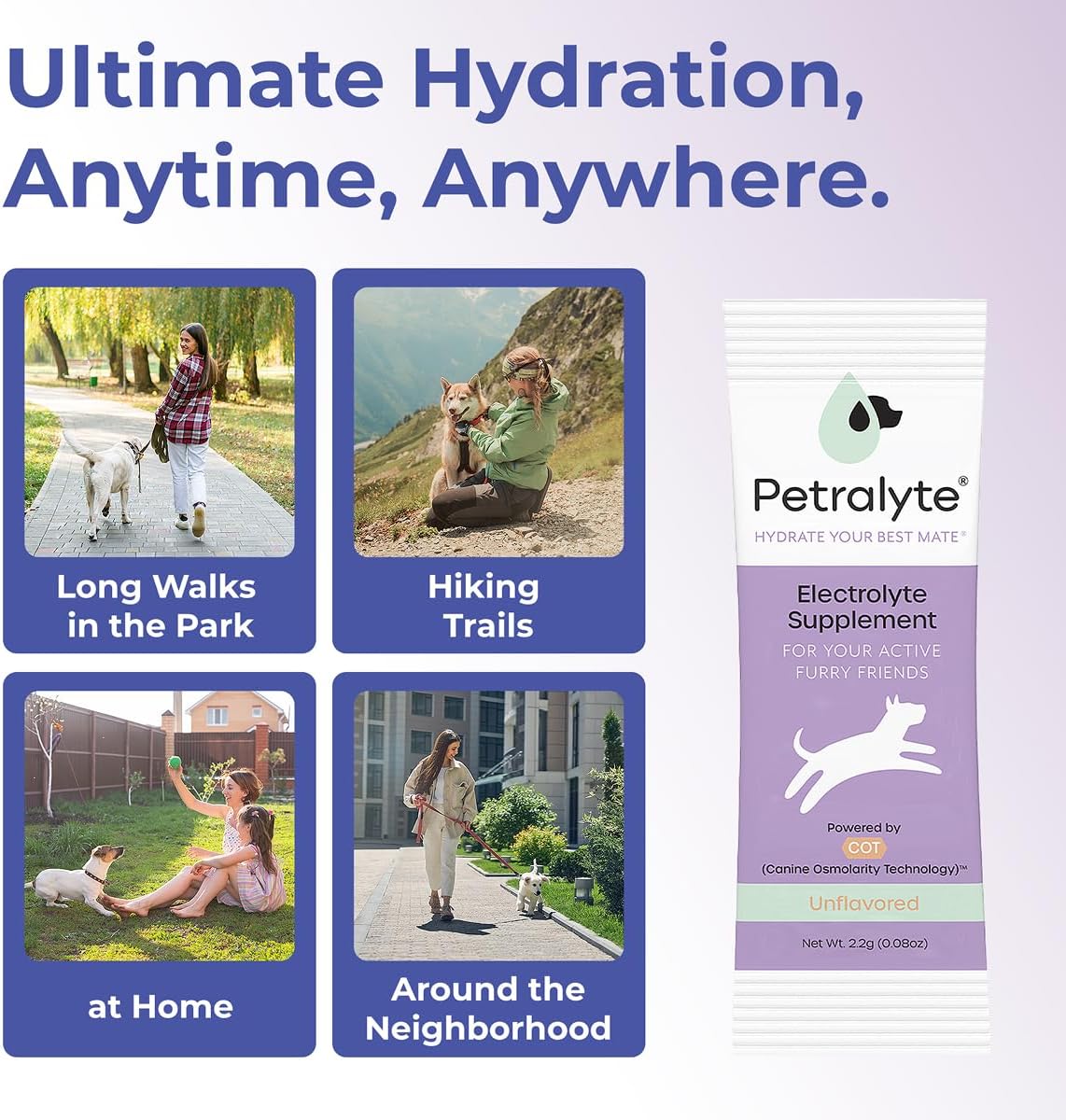 Dog Electrolytes and Joint Supplement | Hydration Support for Dogs w/Glucosamine, Chondroitin & More | Electrolytes for Dogs with Prebiotics | Unflavored | 32 Packets