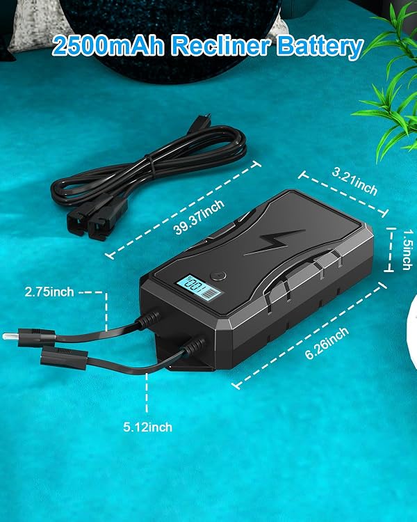 Ponkor Battery Pack for Reclining Furniture- 2500mAh Power Recliner Battery Rechargeable, Universal Furniture Battery Pack with 2-Pin Electric Cord for Lift Chairs Sofas- Power Supply by Ponkor - Image 5