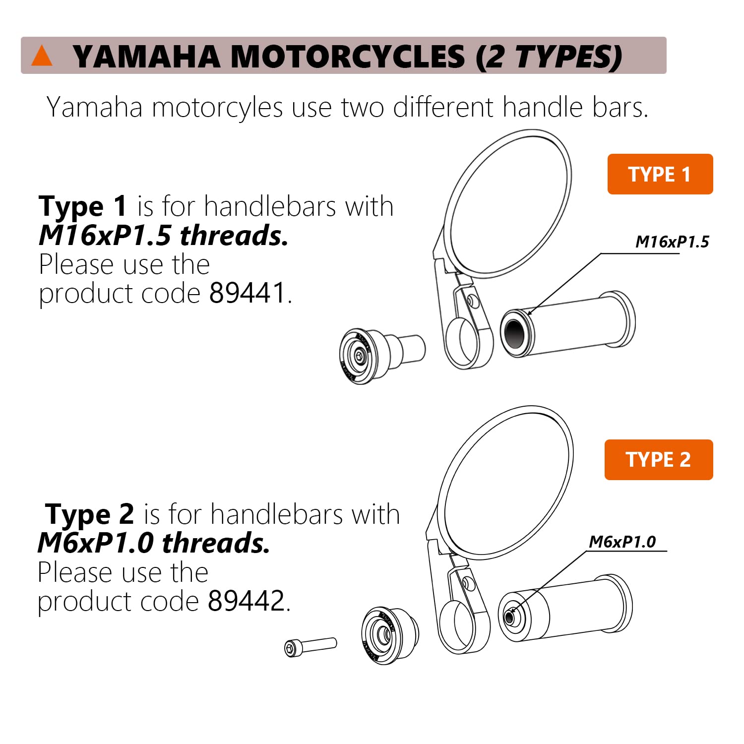 Daytona due adattatori specchietti bar-end a manubrio compatibili con Yamaha 1
