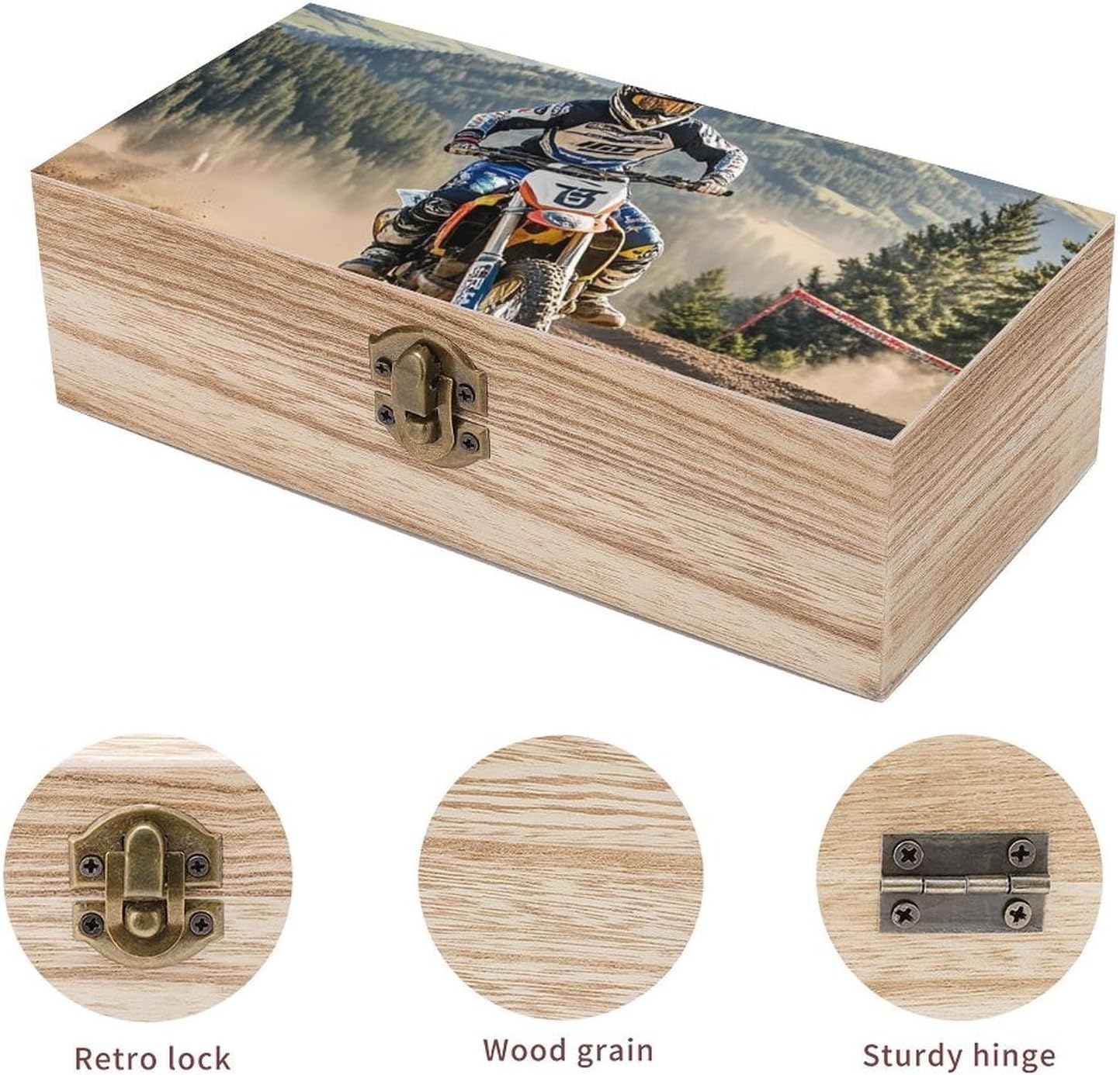 Motocross Wooden Decorative Storage Box Jewelry Box image 3