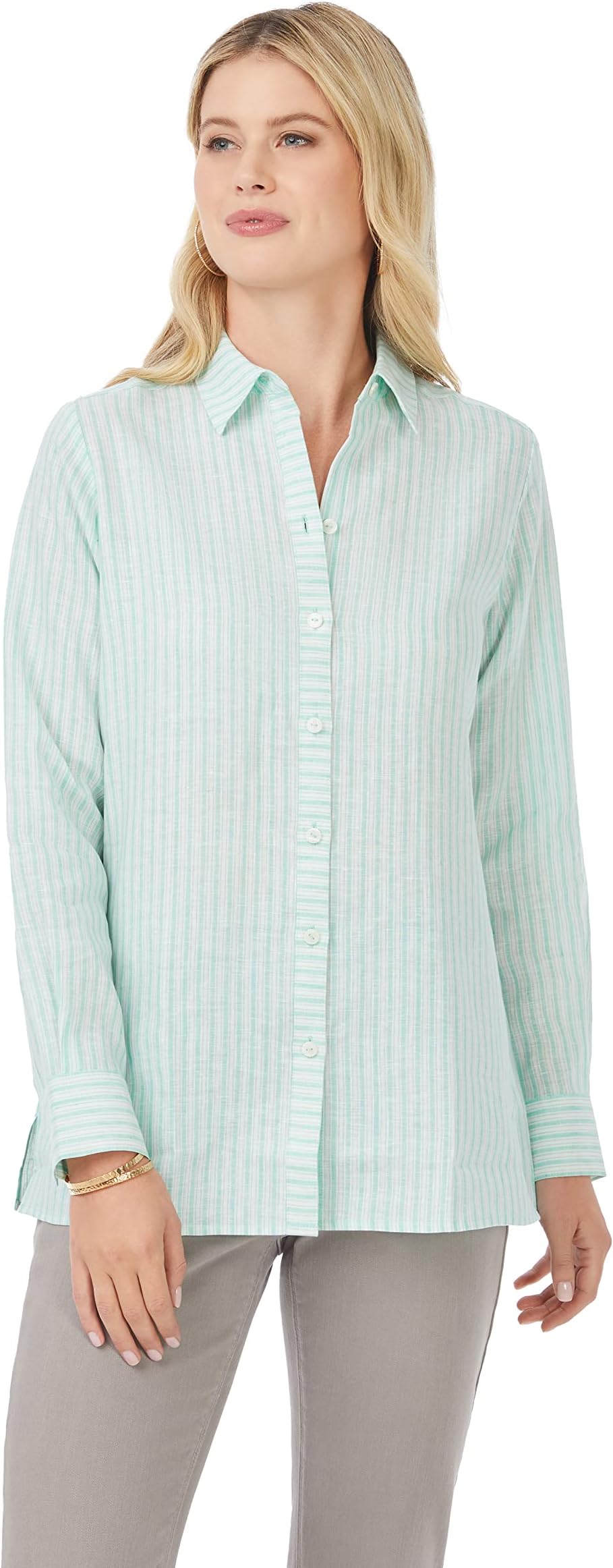 FoxcroftWomen's Jordan Long Sleeve Summer Stripe Shirt