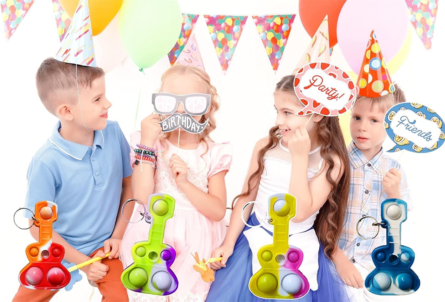 (Regalos de cumpleaños para estudiantes y recuerdos de fiesta) 30 paquetes de guitarra a granel Mini Pop para adultos y niños, forma fresca, sensorial de burbujas pequeñas, suministros para el aula 7